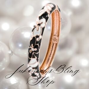 Vintage Cloisonne Floral Enamel Bangle Bracelet